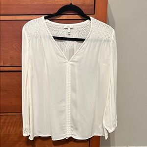 Joie Cream Blouse with Smocked Shoulders